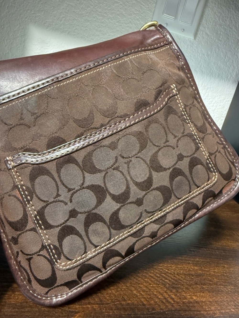Coach Bleecker Legacy Flap Signature Canvas & Leather Shoulder Bag With Brass - Picture 8 of 16